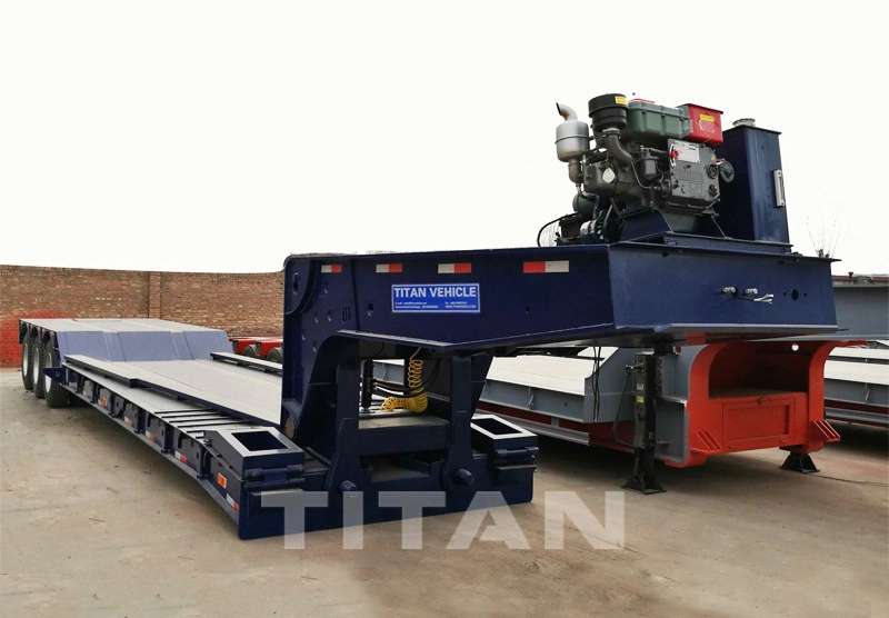 Tri Axle Excavator Trailer Removable Front Loading 60 Ton 80 Ton 100 Ton Detachable Gooseneck Lowboy Low Bed Semi Trailer