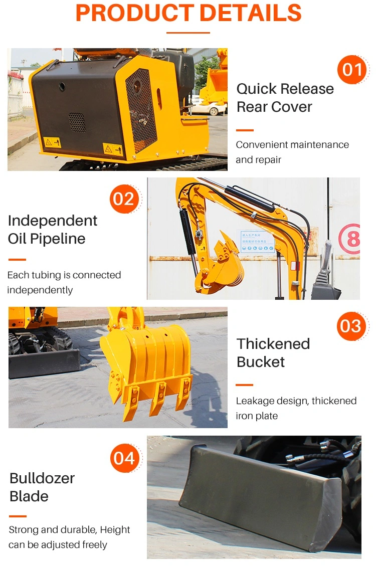 Rhinoceros 800 Kg Compact Trench Digging Equipment Crawler Machine Easy to Operate Excavator