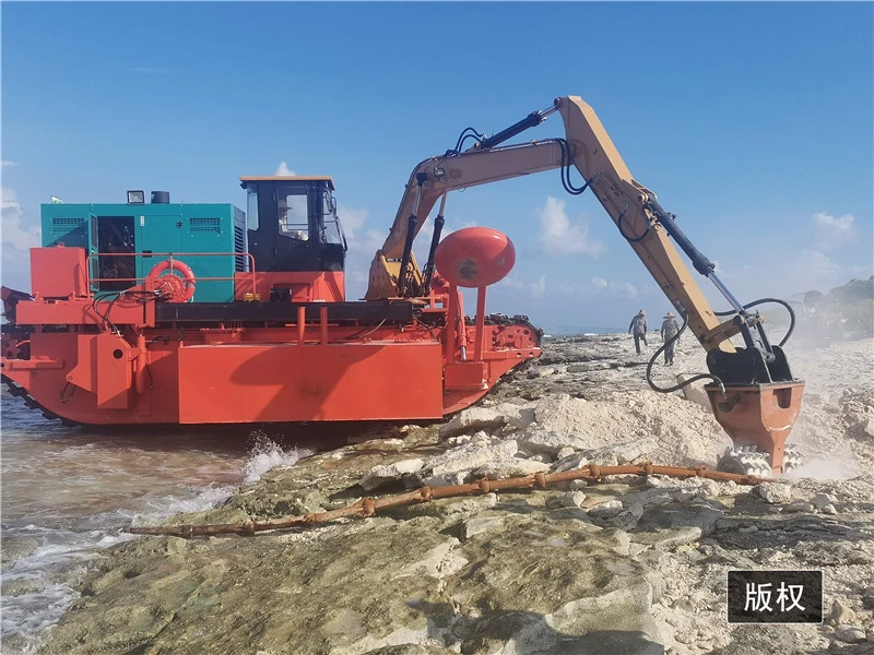 Amphibious Floating Pontoon Excavator for Wetland Waterway