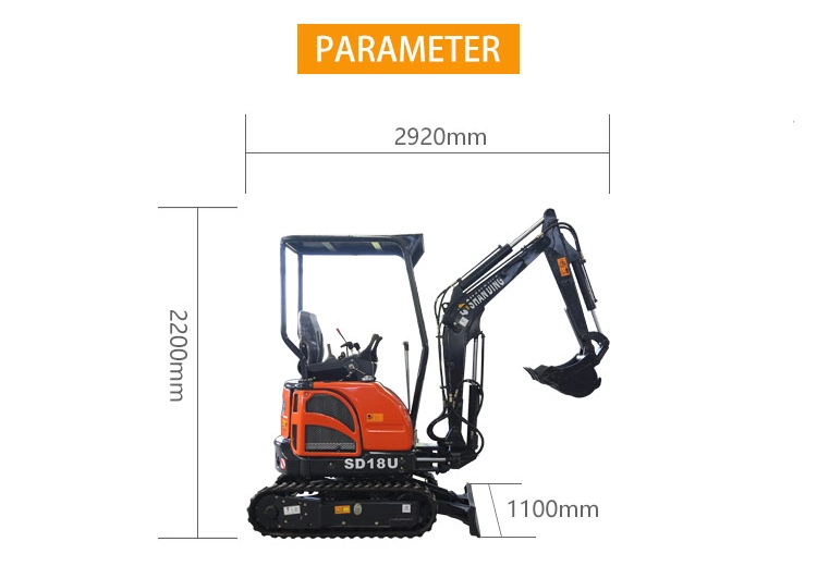 Shandong Shanding SD18u 1.8 Ton Excavator Hot Sale Product in All Over The World