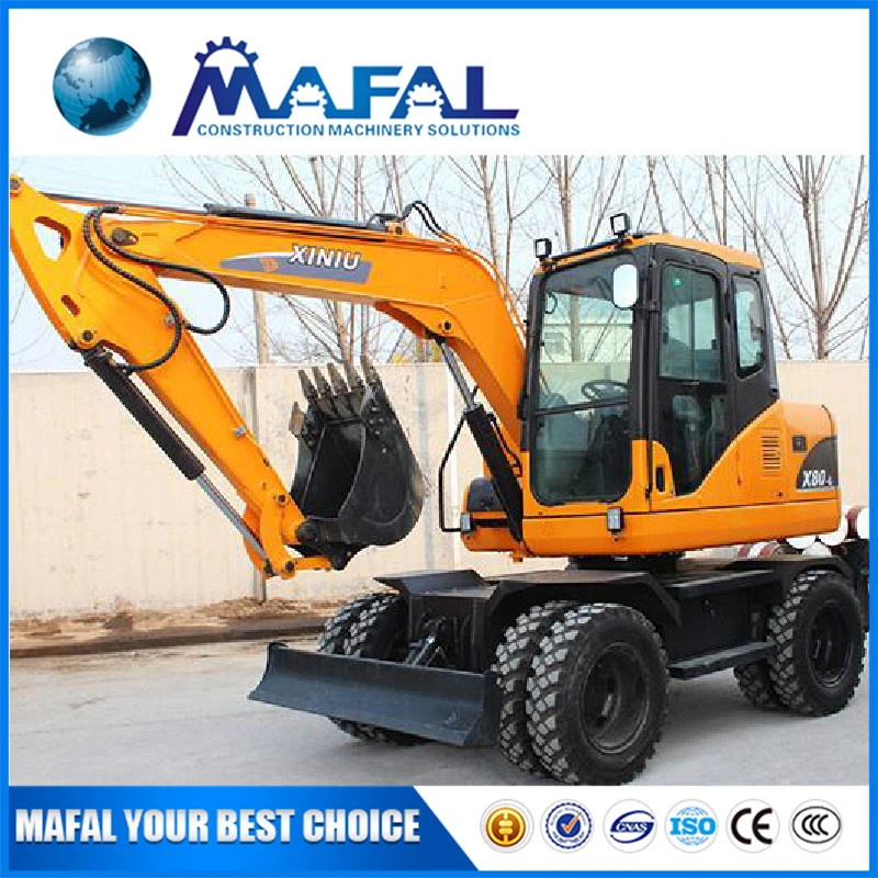 8t Cheap Small 4X4wd Wheeled Excavator for Sale