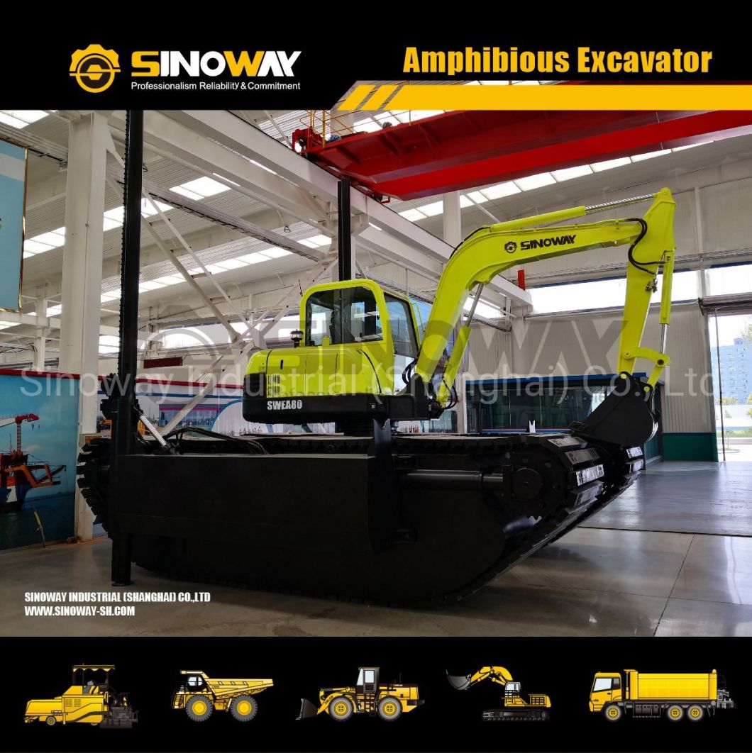 Customized Amphibious Pontoon Excavator Sinoway Wetland Excavators Price