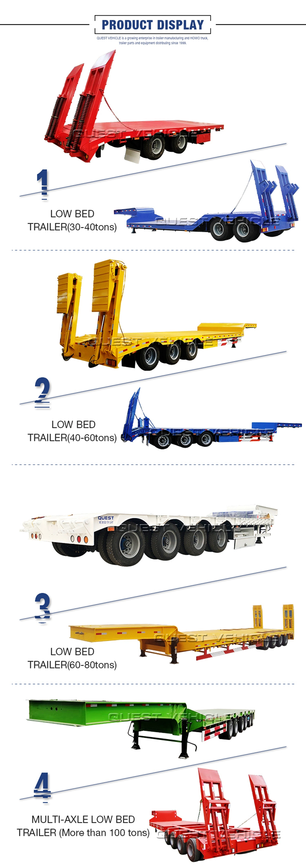 Tri-Axle 50 Tons Excavator Trailer / Gooseneck Low Bed Truck Trailer