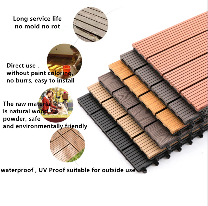 Wood Plastic Composite Decking WPC DIY Flooring Tile for Outdoor and Indoor
