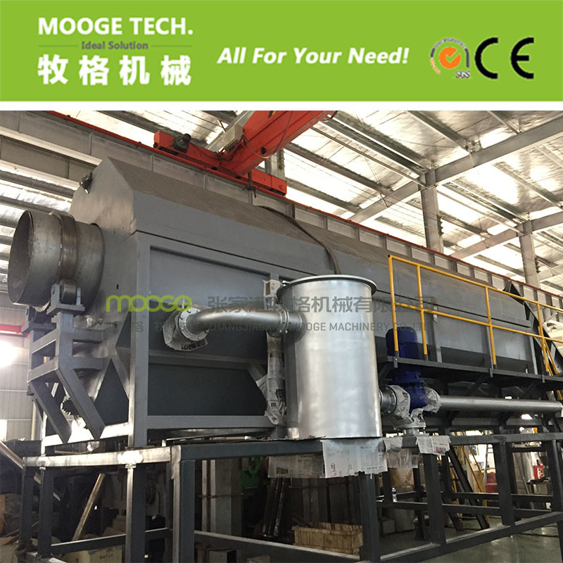 Plastic waste flakes crushing, washing, drying recycling line