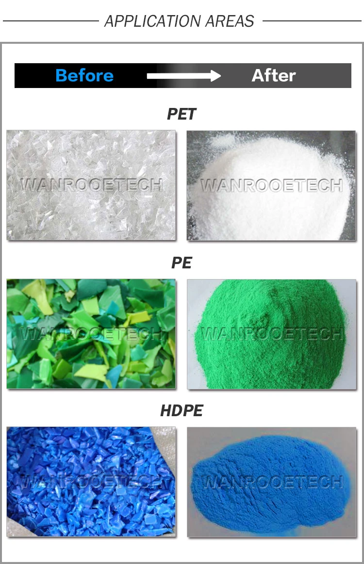 Waste Hard Soft PVC/WPC/UPVC/HDPE/LDPE/LLDPE/Nylon/Pet/ABS/EVA/PP/PE Flake Scrap Plastic Pulverizer Machine