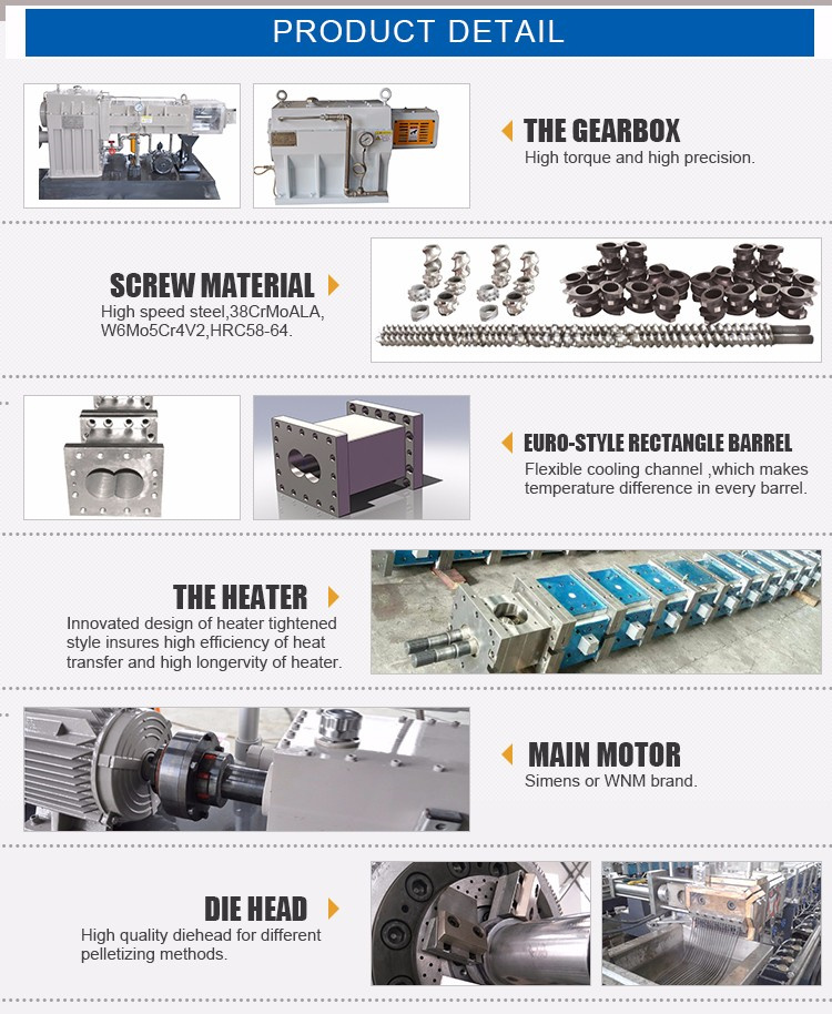 Plastic Masterbatch Filling and Compounding Double Screw Plastic Extruder