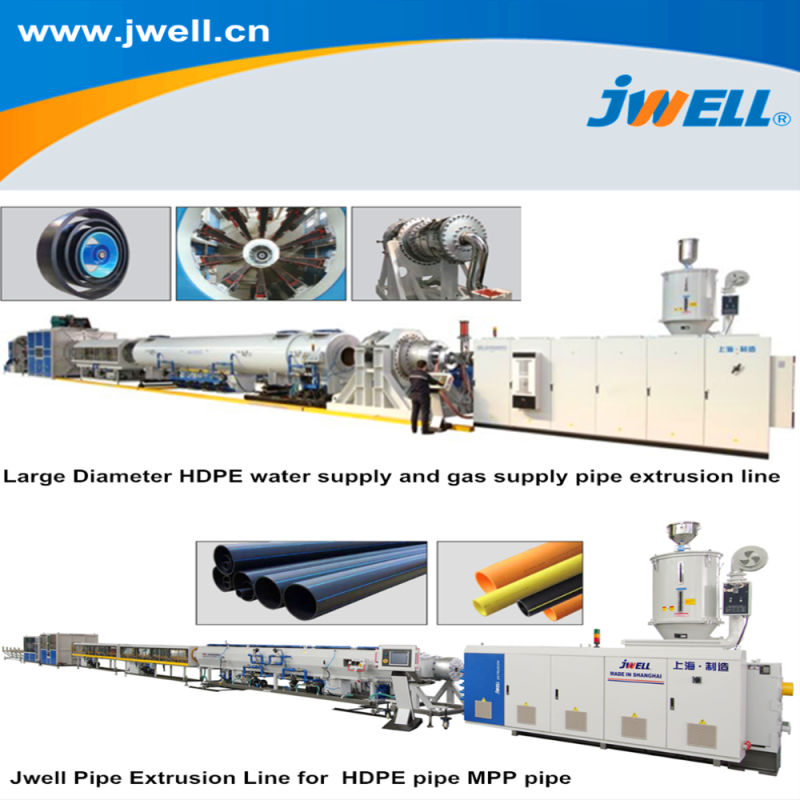 Jwell High Speed Plastic Extruder Mpp PVC PE PP PPR HDPE Tube/Pipe Extrusion Machine for Pipe Specification 20 75 90 110 160 250 450 800 1000 1200 1600mm