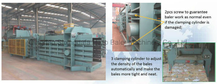 Waste cardboard baler machine for baling strapping waste paper carton plastics scrap recycling