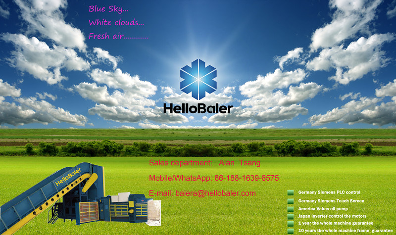 Waste paper baler for baling strapping waste paper pulp cardboard carton plastic scrap recycling
