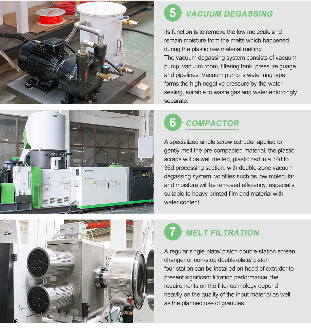 Automatic PP PE Film Plastic Recycling Pellet Granulator Extruder Machine