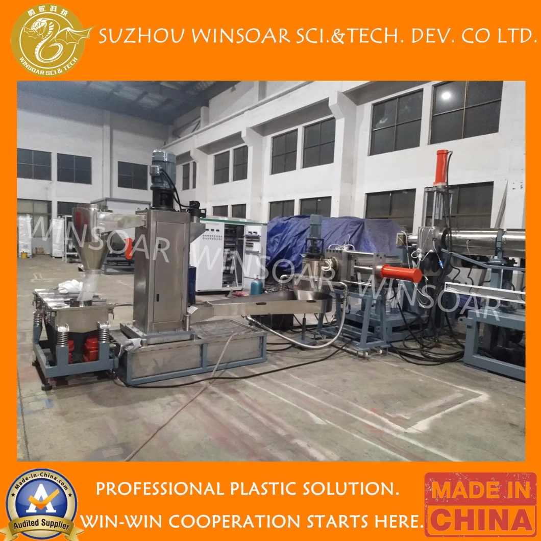 Plastic Crushed Washed Dry Pet Bottle Flakes Scraps Two Double Stage Recycling Granulating Pelletizing Machine