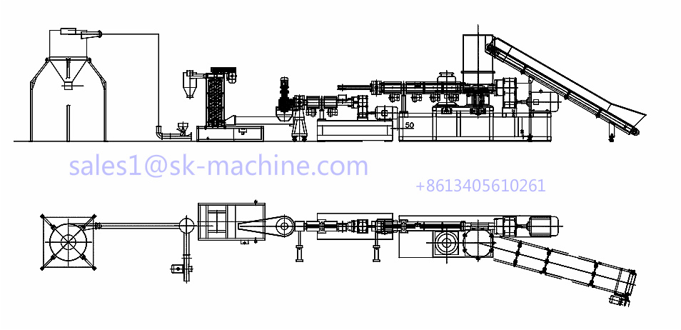 Waste Plastic Recycling Extruder in Plastic Recycling Machine Line