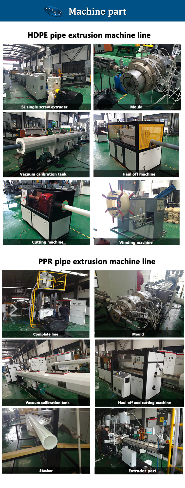 PE PPR Pipe Extrusion Machine Line with Mark Line