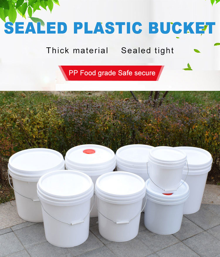 Wholesale 5L White Plastic Buckets with Lid and Handle, Small Plastic Buckets with Lids