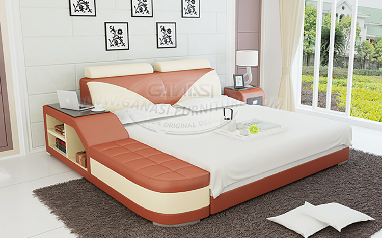Chinese Furniture Best Sell Leather Bed on Sale