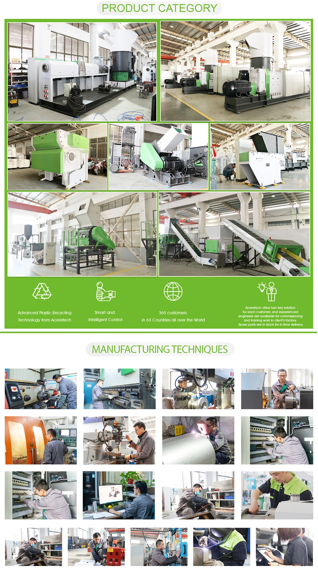 Aceretech PE/PP Granule Production Line/Pelleting Plastic Recycling Line with Ce Certificate