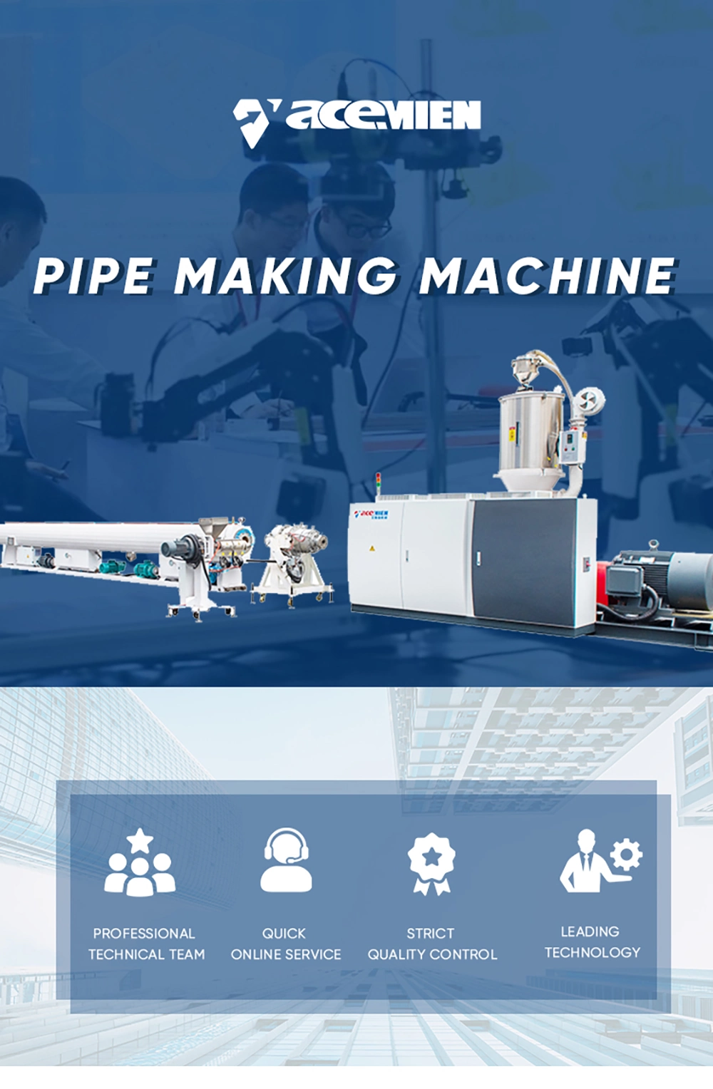 Plastic Pipe Making Machine PVC/UPVC/CPVC/PVC Pipe Extruding Machine for Salescrew Design Double-Screw
