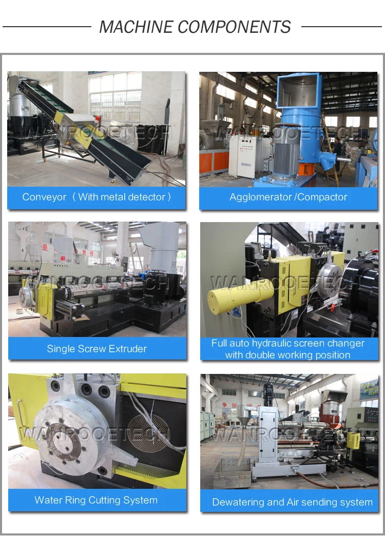 China Double Stage 51/105 PE Film Recycle Extruder for Dirty Plastic Recycling