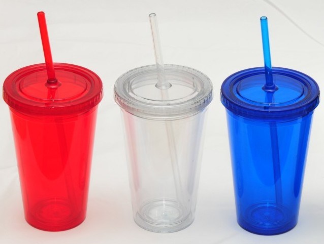 16oz Plastic Mug with Straw (HEB-001) Promotional Plastic Mugs