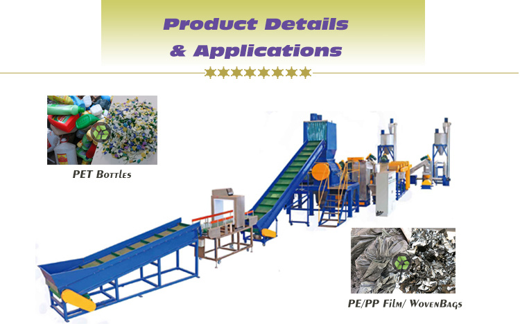 PE PP Block Bottles Film Washing Recycling Extruder Machine