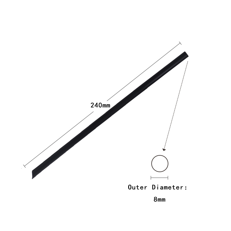 8*240mm Eco-Friendly Individual Wrapped Black Sharp Pointed Disposable Straight Plastic Drinking Straw