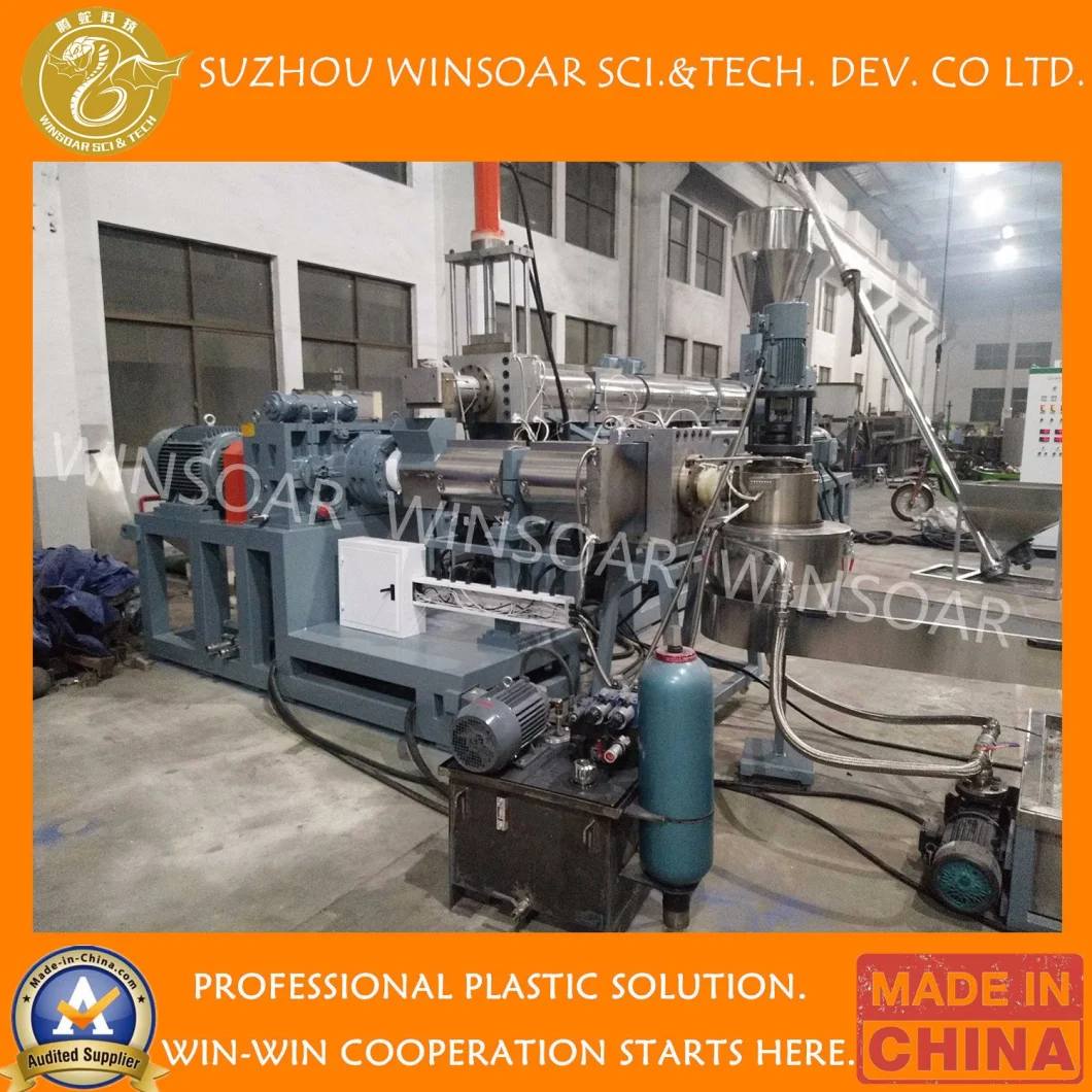 Plastic Crushed Washed Dry Pet Bottle Flakes Scraps Two Double Stage Recycling Granulating Pelletizing Machine