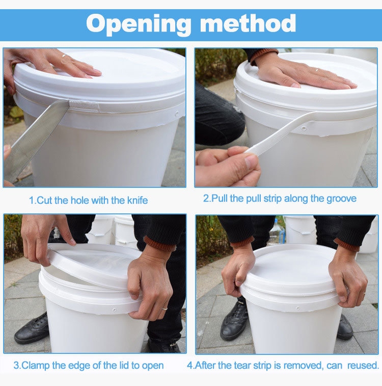 Wholesale 5L White Plastic Buckets with Lid and Handle, Small Plastic Buckets with Lids