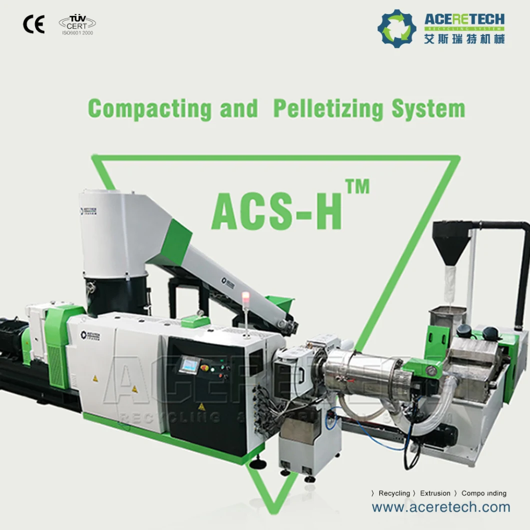 Aceretech Waste PE PP Film Flakes Waste-Plastics Recycling Granulator with Hot Sale