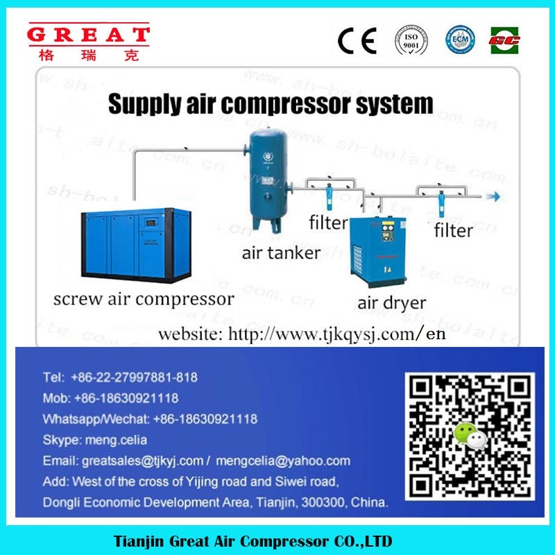 Best Price High Performance 2 Stage Fixed Speed Driven (FSD) Double Screw Oil Less Rotary Screw Air Compressor