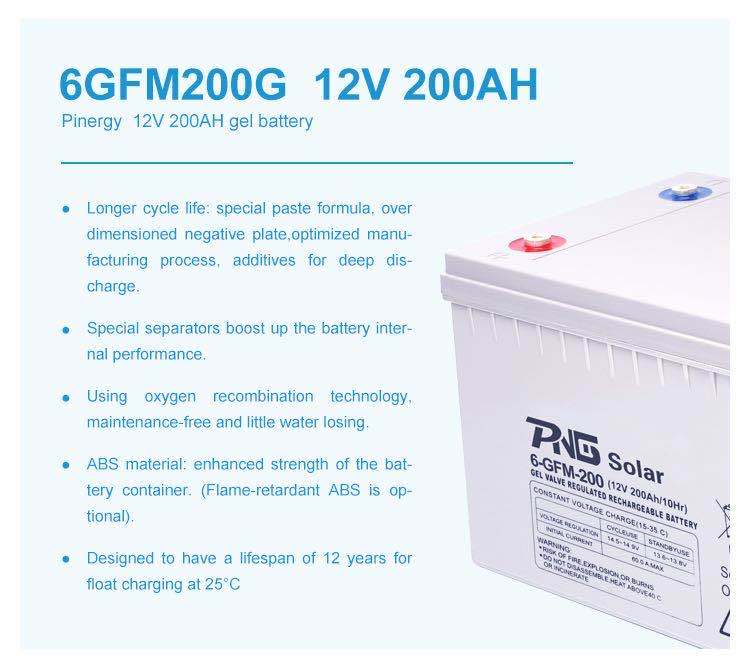 Lead Acid Battery Gel Battery 12V 200ah Solar Battery