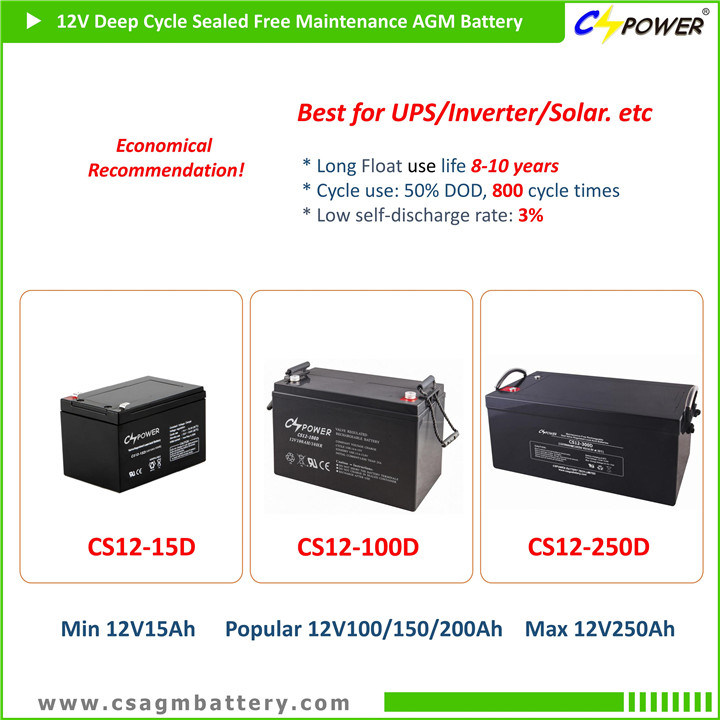 Cspower Battery Solar Power Battery 12V 160ah VRLA Lead Acid Battery