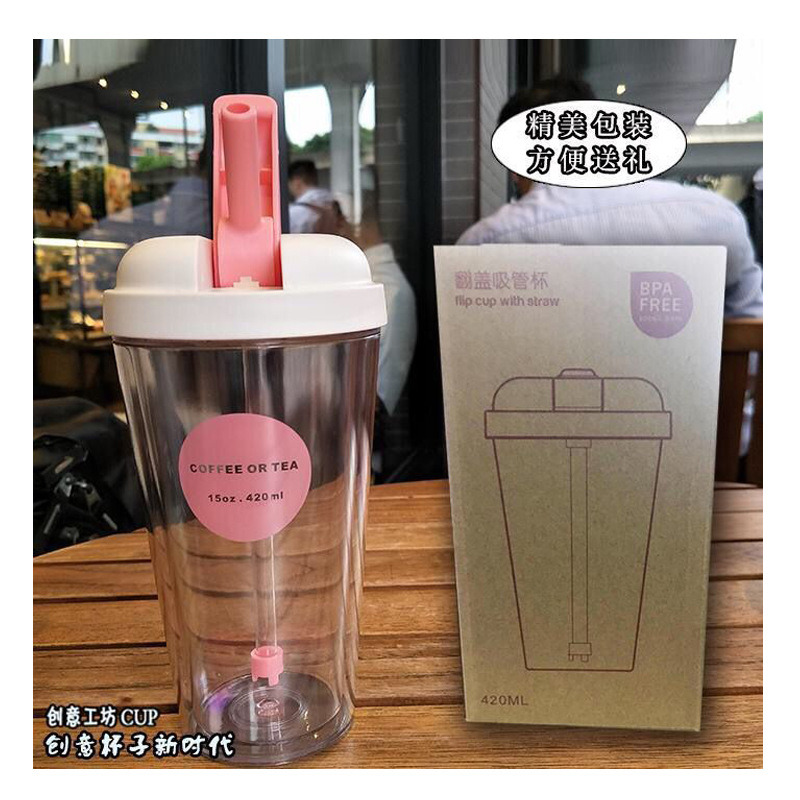 BPA Free Plastic Material Double Wall Tumbler Cups with Straw
