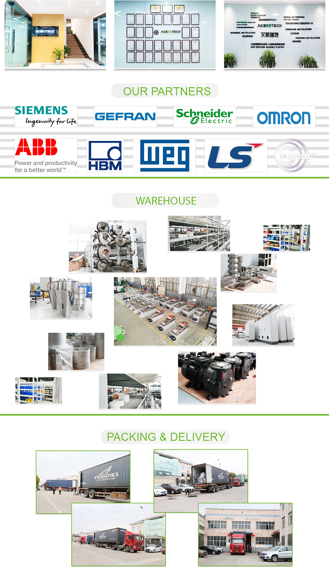 Aceretech PP PE Waste Plastic Recycling Line/Granulating Machine/Pelleting Line