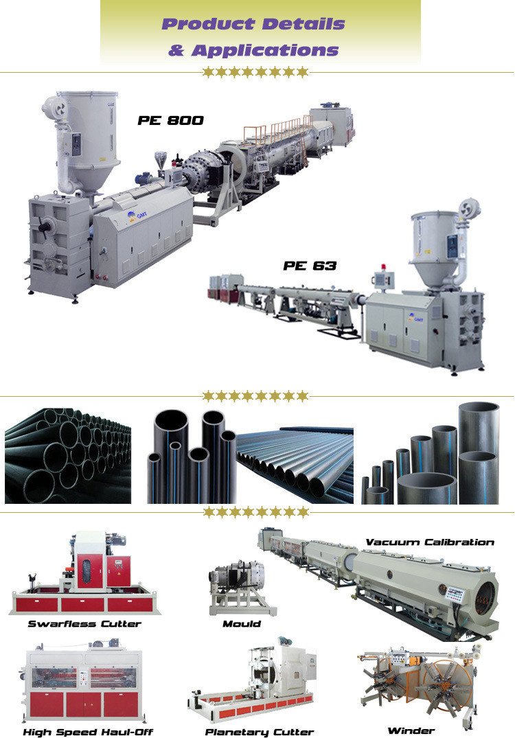 PE63-800 PP Water/Gas-Supply Plastic Pipe/Tube Twin Screw Extruder