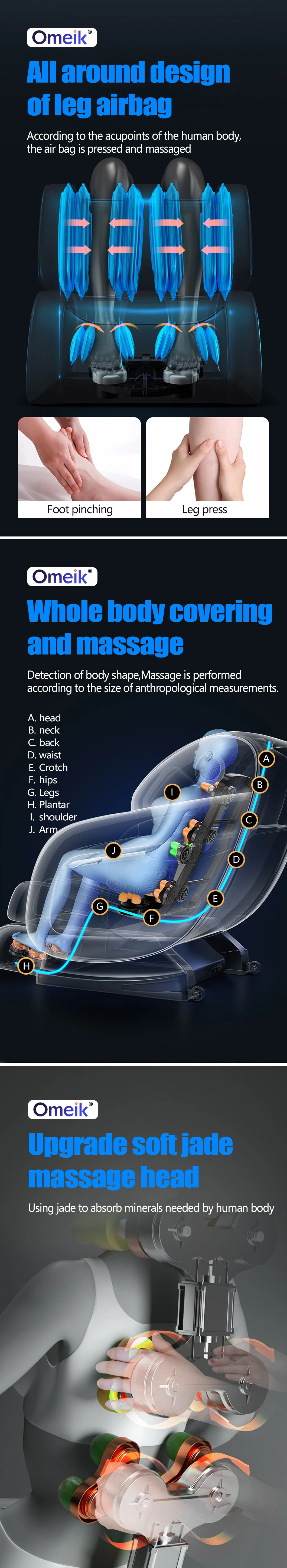 OEM Electric Zero Gravity Full Body Massage Chair with Foot Rollers Bluetooth Music Massage Chair