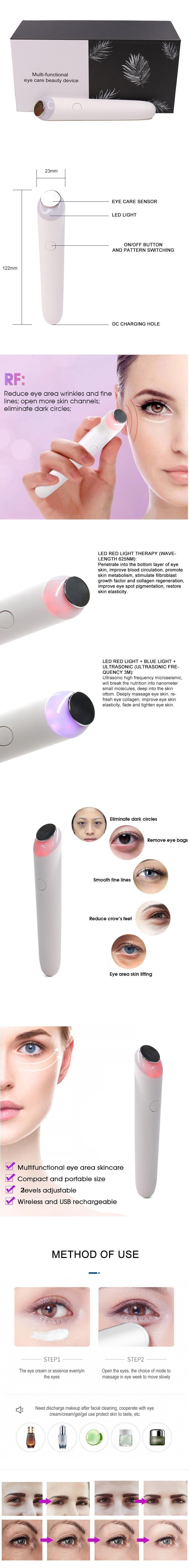 Wrinkle Removal Beauty Device LED Light Therapy System Eye Massage Pen