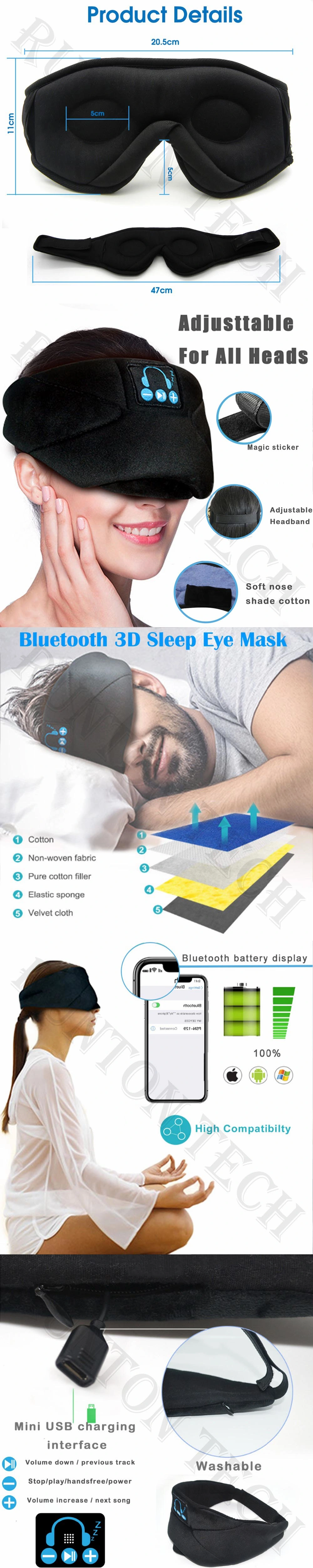 Yz3 Washable Wireless Bluetooth Headphone Music Travel Sleeping Headset Eye Mask