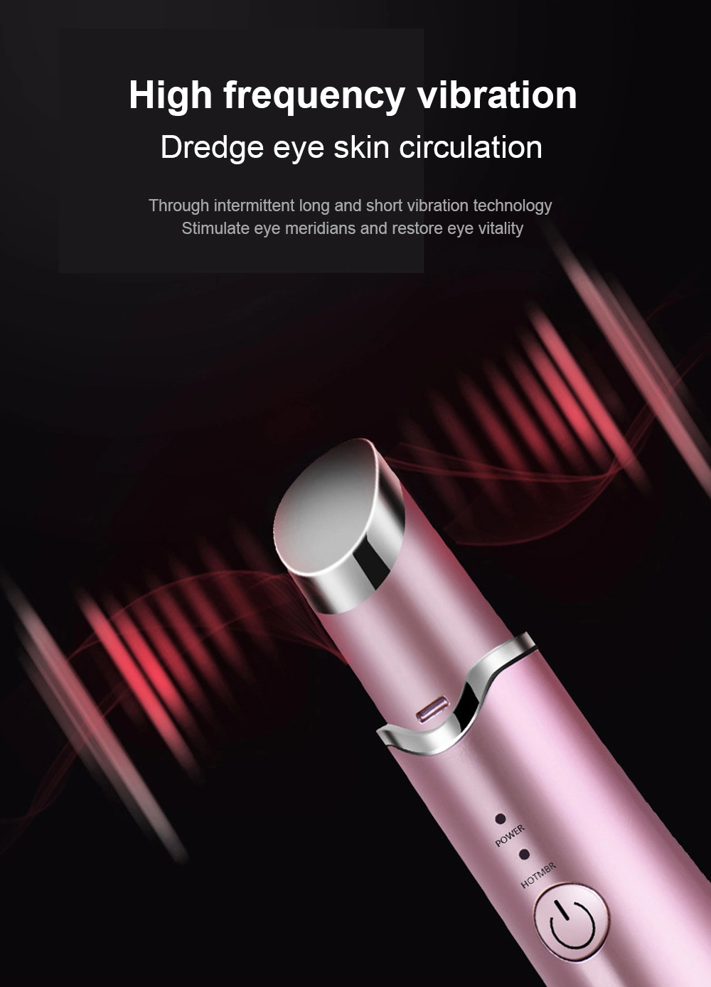 Electric Heated Sonic Eye Massager Wand Rechargeable Facial Lip Beauty Appliance Anti Wrinkle Eye Care Massager for Relieves Dark Circles and Puffiness Eye