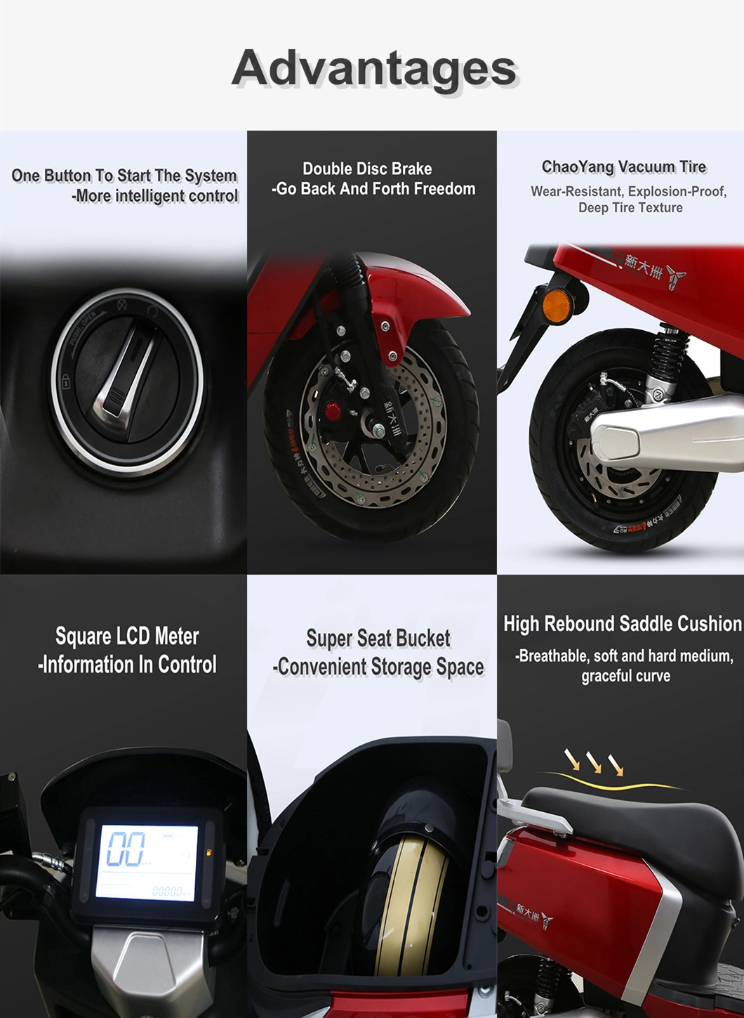 500W/800W Motor Lithium Battery Electric Motorcycle/Big Power Electric Bike for Fast Food Delivery