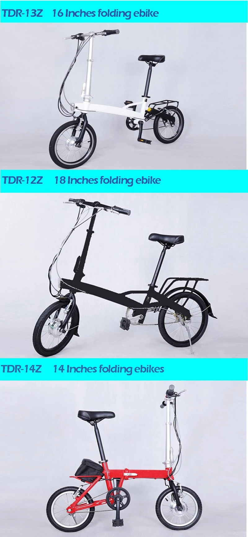 20 Inches Electric Folding Bike Portable E Bike Light Weight E Bikes