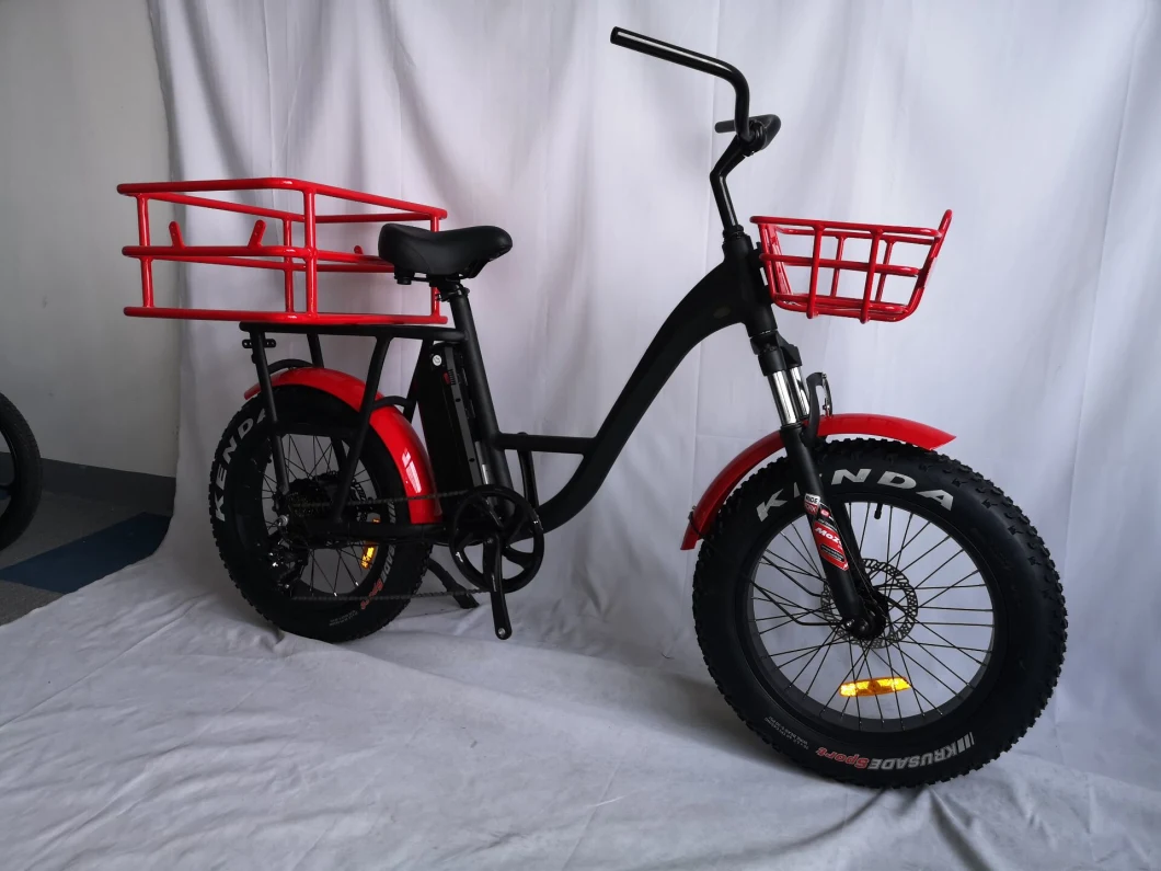 750W 48V 15.6 Ah Lithium Battery Folding Electric Bike with Cargo Basket