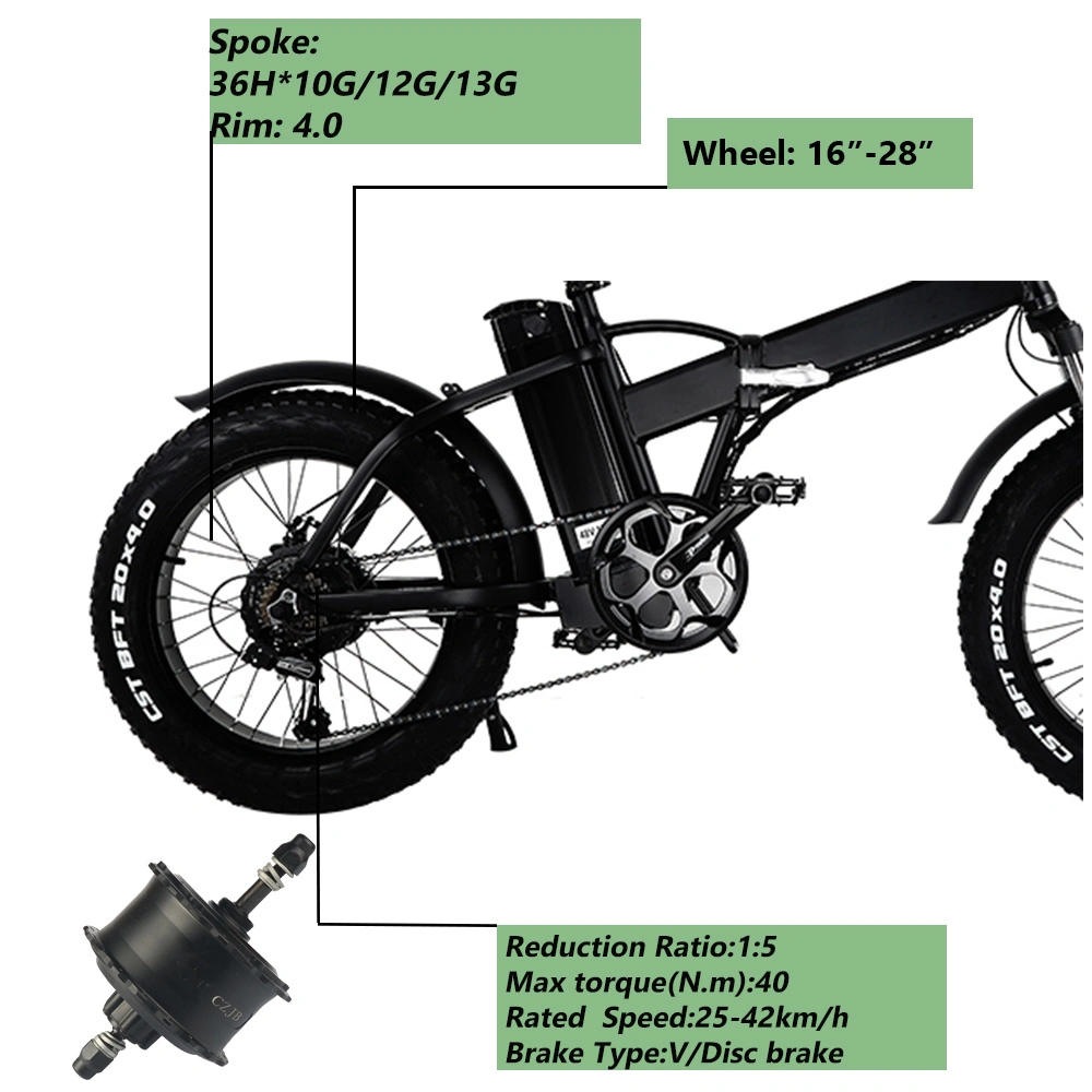 Czjb-104c2 48V 750W Electric Fat Tire Bike Geared Wheel Hub Motor Electric Motor for Ebike