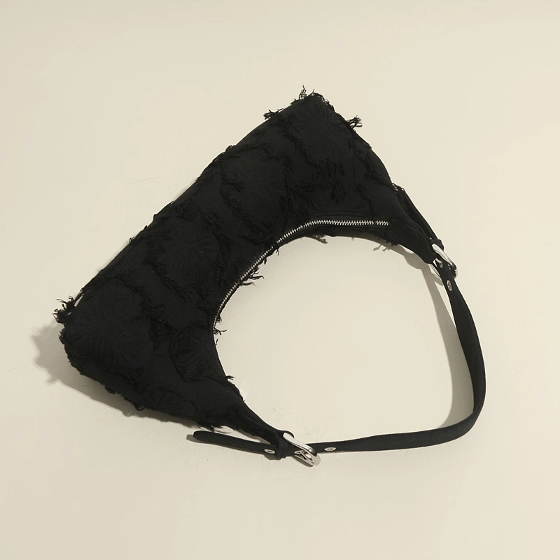 2021 Spring/Summer New Canvas Underarm Bag Manufacturers Customize a Pure Black Retro Trendy Shoulder Bag