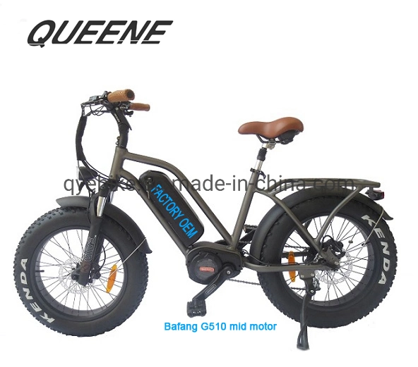 Queene/Fat Tire Electric Bike Bafang MID Drive Snow Beach Cruiser Electric Bicycle