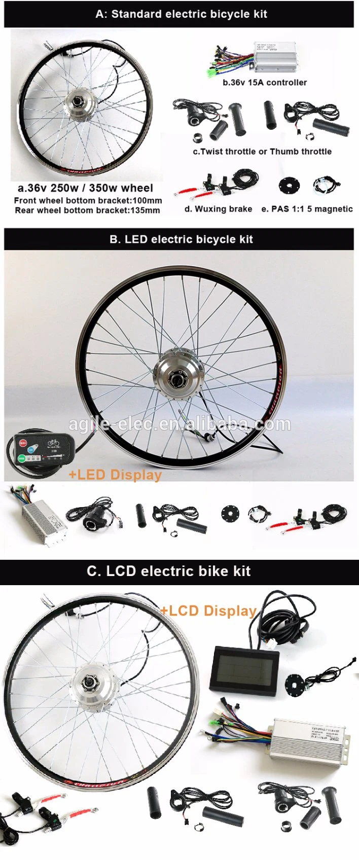 Agile Ebike Conversion Kit 250W/350W From Chinese Factory