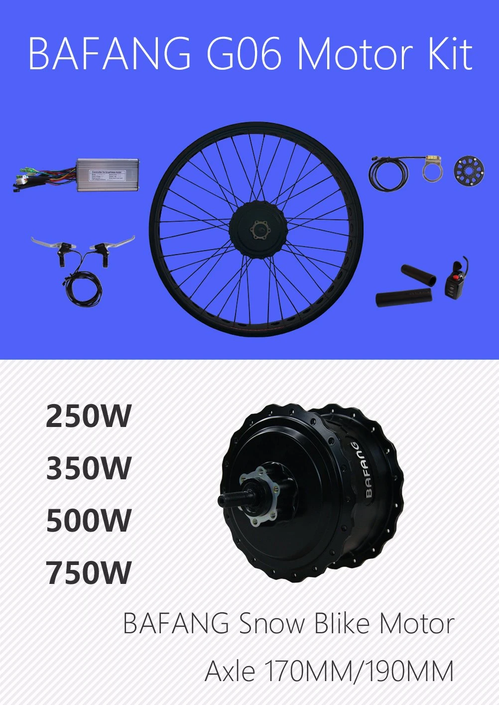 Professional Manufacturer 250W-750W Bafang Hub Motor Fat Tire E Bicycle /Ebike Kit