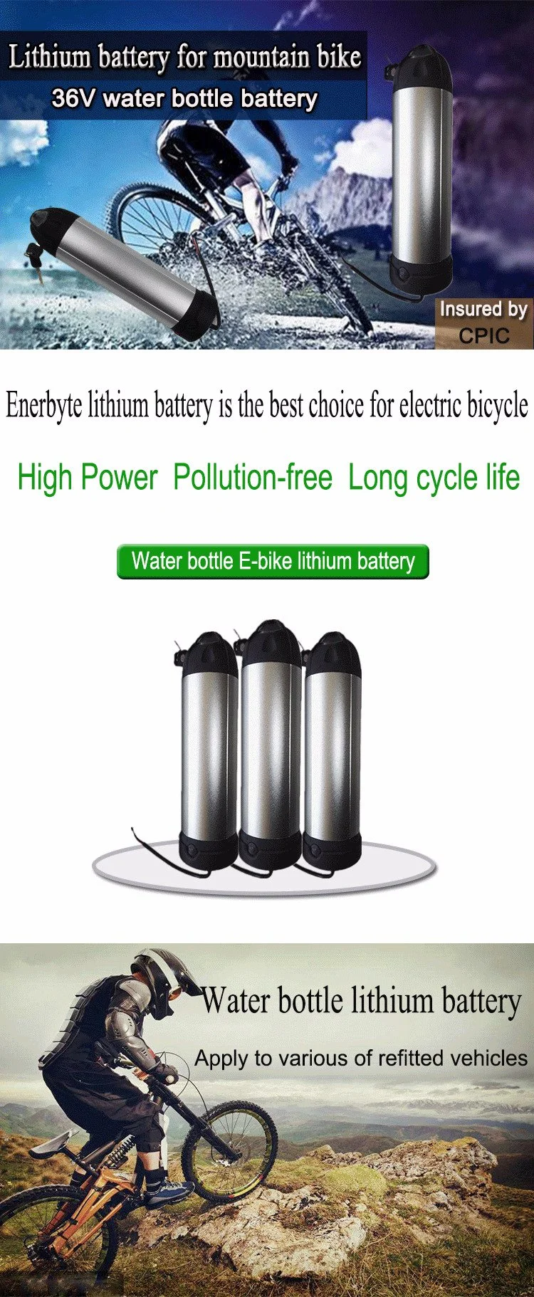 Watter Bottle Lithium Battery Pack for E-Bike /Fat Bike