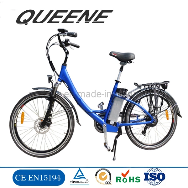Queene/250W City Electric Bicycle with Rear Rack E Bike Step Thru Lady Ebike