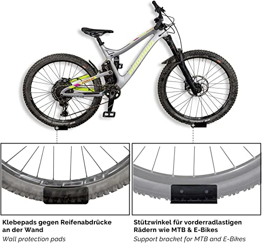 Premium Bicycle Wall Mount Pedal Suspension Rack for E-Bikes/Mtbs/City/Road Bikes